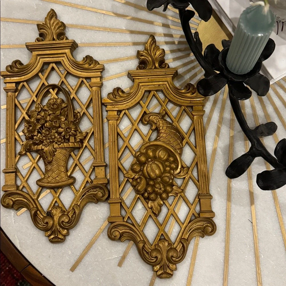 Set of Two Vintage DART INDUSTRIES Gold Wall Decor